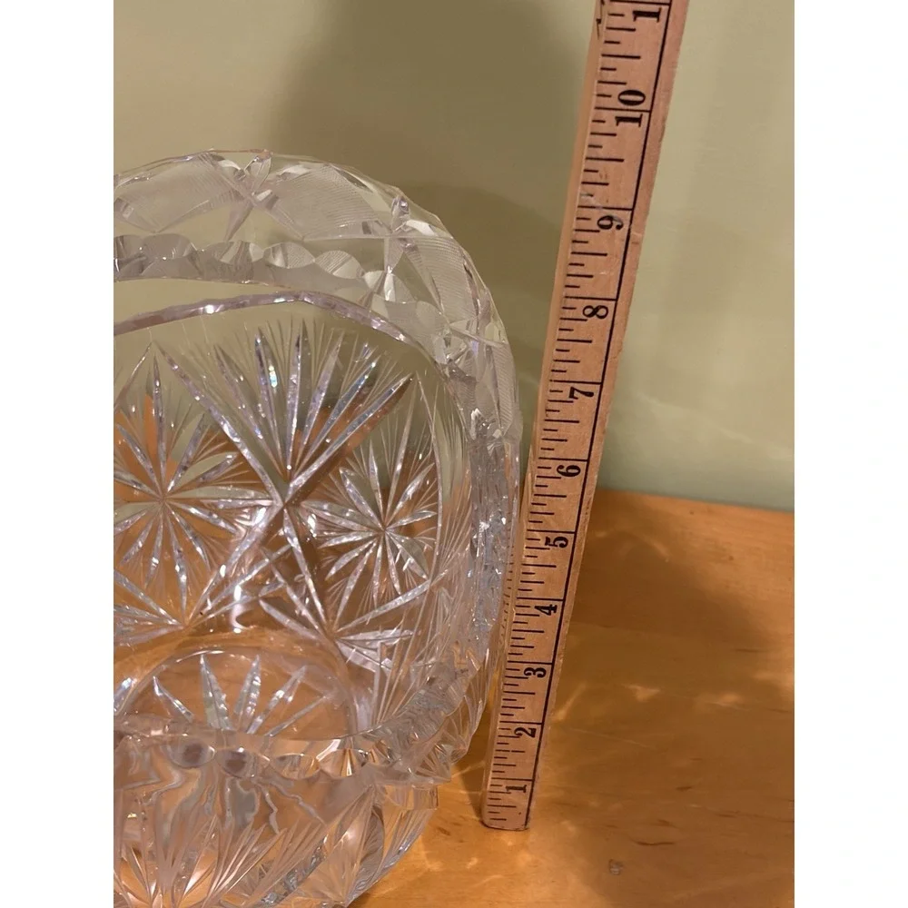Antique Crystal Basket Bowl American Brilliant Cut Beautiful and Heavy 5.5 lbs